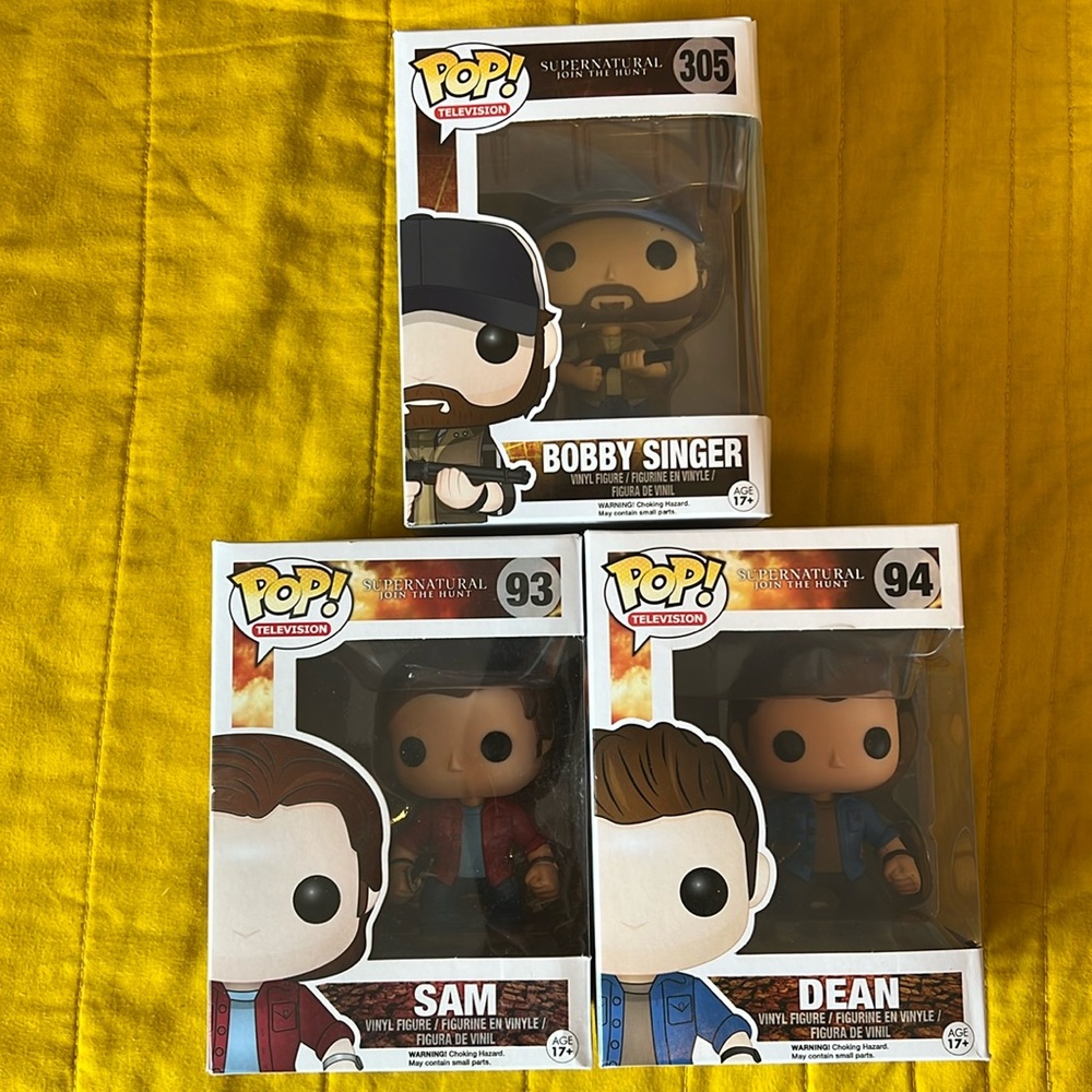 Supernatural Funko Pop Sam Winchester, Dean Winchester, and Bobby Singer